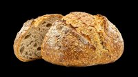 Artisan whole grain bread loaf with crusty exterior and visible seeds, isolated on transparent background, ready for bakery designs, food packaging, menus, and culinary graphics.