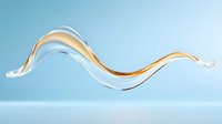 Elegant flowing golden and silver waves create dynamic motion against light blue background, abstract luxury design element for modern compositions.