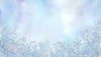 Delicate frost patterns and ornamental flourishes create an elegant winter border on soft blue and white gradient background, suitable for seasonal designs and festive projects.