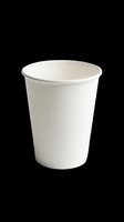White disposable paper cup isolated on transparent background, ready for mockup, print on demand, sticker, clipart, and T-shirt design use.
