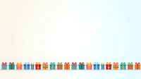 Colorful wrapped gift boxes in rows with ribbons and bows on white background, isolated design element for holiday greeting cards, wrapping paper, and festive marketing materials.