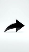 Black curved arrow pointing right, isolated on white background. Suitable for web design, user interface, directional graphics, and navigation elements.