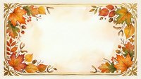Autumn foliage frame with golden and orange leaves, berries, and decorative corner elements on cream background. Seasonal border design.