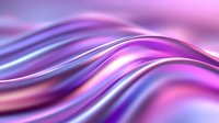Smooth flowing waves in vibrant purple, pink and blue metallic gradient creating dynamic abstract background with glossy satin-like texture and soft light effects.