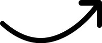 Curved black arrow pointing upward and right on white background isolated for business growth presentations and design projects.