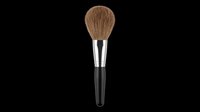 Makeup brush with natural bristles and black handle isolated on transparent background, ready for beauty product design, cosmetics packaging, tutorials, and print-on-demand applications.