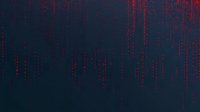 Digital red matrix code rain on dark background, streaming data visualization pattern with glowing numbers and symbols falling vertically, cybersecurity concept.
