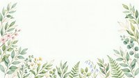 Watercolor botanical frame with green leaves, ferns, and delicate flowers on white background, isolated design element for wedding invitations, greeting cards, and decorative projects.