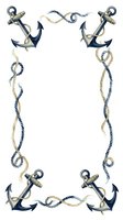 Nautical frame border with anchors and twisted rope in navy and cream, perfect for invitations, cards, and coastal-themed designs.