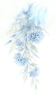 Delicate watercolor illustration of cascading blue hydrangea flowers with soft green foliage on white background, isolated and ready for wedding invitations, greeting cards, and design projects.