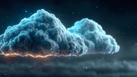 Dramatic storm clouds with glowing edges against starry night sky creating powerful atmospheric weather scene for fantasy and nature projects.