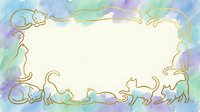 Watercolor frame with golden cat silhouettes on pastel background. Decorative border for invitations, cards, pet-themed designs and feline artwork projects.