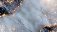 Luxurious gray marble texture with gold glitter and sparkles on dark background creates elegant abstract pattern for luxury design and decoration.