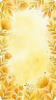 Golden floral frame with watercolor leaves and blooms bordering cream center space, ideal for invitations, greeting cards, and decorative backgrounds.