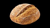 Rustic artisan sourdough bread loaf with golden crust, isolated on transparent background. Ready for bakery clipart, stickers, t-shirt design, and print on demand use.
