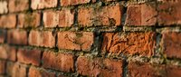 Old weathered brick wall with moss and lichen growth showing natural aging and deterioration patterns for architectural backgrounds and textures.