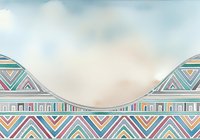 Seamless geometric border pattern with colorful chevron and tribal stripes in pastel tones. Tileable design featuring symmetrical waves and repeating motifs for backgrounds and textiles.