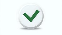Green checkmark on white circular button with soft shadow, isolated on white background for interface design, apps and web graphics.