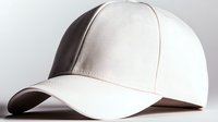 White baseball cap with brown trim on curved bill photographed against light background, side view showing classic sporty design and stitching details.