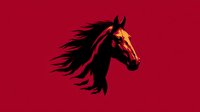 Stylized horse head silhouette with flowing mane on red background for logo design, branding, equestrian sports, and graphic design projects.