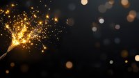 Glowing sparkler emitting bright golden sparks against dark background with blurred bokeh lights creates magical festive atmosphere for celebration moments.