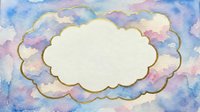 Watercolor cloud frame with pastel blue and pink sky background for greeting cards, invitations and creative projects with copy space.