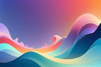 Vibrant abstract waves in turquoise, coral and purple colors create dynamic flowing composition against gradient background, suitable for modern design projects.