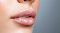 Close-up of woman's glossy pink lips with natural makeup and smooth skin texture for beauty and cosmetics advertising campaigns.