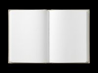 Open blank hardcover book with empty white pages, isolated on transparent background. Ready for sticker, clipart, print on demand, and T-shirt design use.