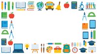 School supplies and education icons set isolated on white background, including books, pencils, globe, microscope, apple, calculator, compass, ruler, backpack, graduation cap, palette, and lightbulb for learning and academic design projects.