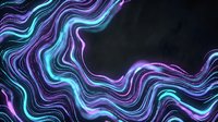 Neon glowing wavy lines in cyan and purple flowing across dark background, creating modern abstract design for digital art, web graphics, and contemporary visual projects.
