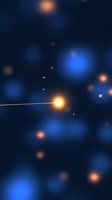 Abstract cosmic background with glowing orange and blue light effects against dark space, featuring luminous particles and energy beam for astronomy presentations.