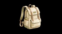 Beige canvas backpack with multiple compartments and adjustable straps, isolated on transparent background. Ready for t-shirt designs, clipart, stickers, print-on-demand products, and sublimation projects.