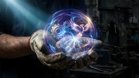 Hands holding glowing brain with neural networks and electrical connections in futuristic digital technology concept for artificial intelligence and innovation.