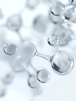 Transparent glass molecule structure on white background, abstract chemistry and science concept for medical, pharmaceutical or cosmetic design.