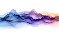 Flowing abstract waves in blue, purple, and orange create dynamic mountain-like shapes against white background, suitable for modern business designs and presentations.