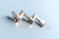 Broken white cigarette with scattered tobacco and sparks against light blue background, dramatic composition highlighting smoking cessation and addiction concept.