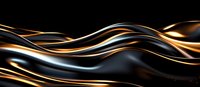 Luxurious metallic waves in gold and silver create dynamic flowing lines against dark background, abstract modern design pattern for luxury branding and elegant backgrounds.