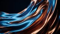 Flowing metallic waves in copper and blue create dynamic abstract motion against dark background for modern digital art and luxury design projects.