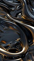 Abstract liquid metal waves with golden reflections creating dynamic flowing patterns for modern digital art and luxury design backgrounds.