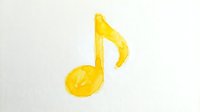 Bright yellow musical note isolated on white background, ready for design projects, music education materials, and creative compositions.