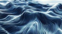 Flowing abstract waves in deep blue and white create dynamic curved lines and undulating patterns, suggesting ocean movement and fluid energy in modern art style.