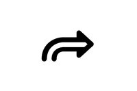 Black curved arrow pointing right on white background isolated for web design and user interface elements.