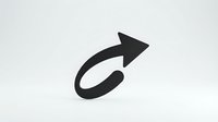 Black curved arrow pointing right on white background, isolated graphic element for web design, presentations and business materials.
