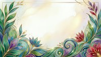 Ornamental botanical frame with colorful flowing leaves and swirling flourishes on isolated white background, ready for design projects, invitations, and decorative layouts.