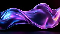 Vibrant flowing abstract wave in neon purple and blue colors with smooth glossy texture against dark background, creating dynamic motion effect for modern design projects.