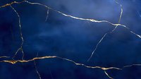 Golden marble veins on deep navy blue background create luxurious natural pattern. Abstract cracked texture with metallic streaks for elegant design projects.
