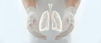 Medical professional hands protecting lungs symbol representing respiratory health care and pulmonary system protection concept.