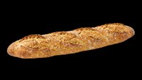 Rustic baguette with golden crust isolated on transparent background, ready for bakery menus, food blogs, stickers, print on demand, and t-shirt design use.