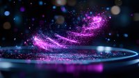 Magical swirling pink glitter trail with sparkling particles and bokeh effects on dark background creates mystical atmosphere for fantasy designs and celebrations.